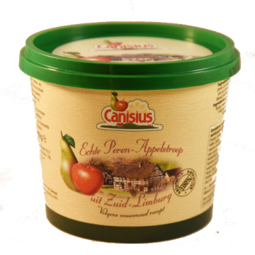 Peer-appelstroop in beker, Canisius